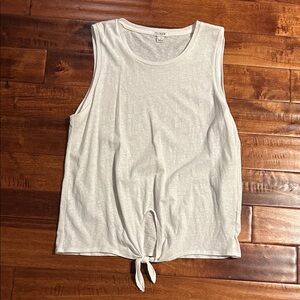 J Crew White Tie-Front Muscle Tee